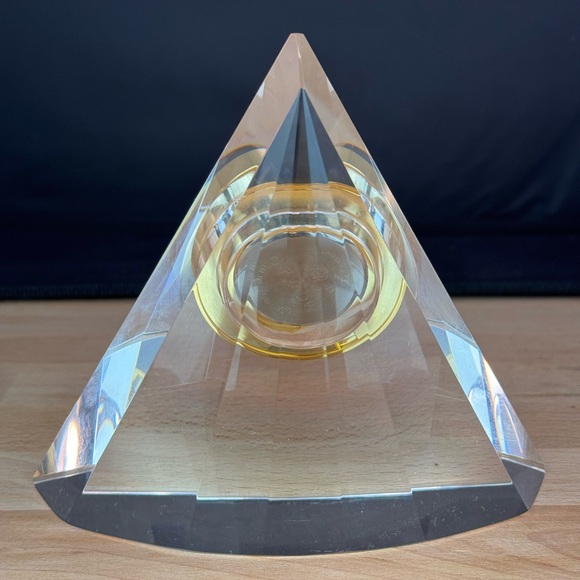 Movado Crystal Pyramid Clock Movado Pyramid Desk Clock with Gold Accents - Picture 8 of 13